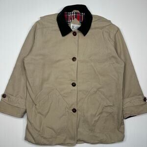 Blair Tan Twill and Corduroy Barn Jacket with Plaid Lining Size Medium